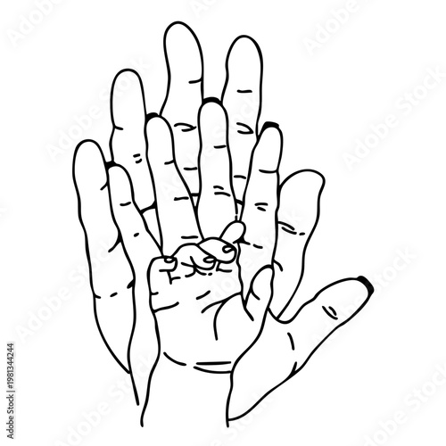A detailed illustration of multiple hands intertwined in a supportive gesture