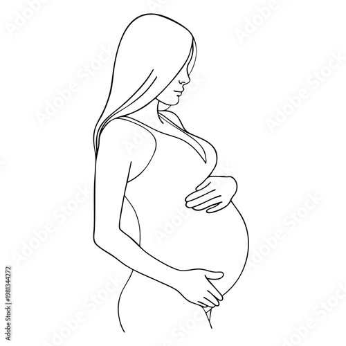 A pregnant woman cradling her belly with love and care