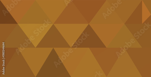 Golden brown geometric triangle pattern, abstract low poly mosaic background, warm amber crystalline texture vector for web design