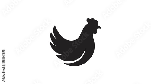 Black silhouette icon of a domestic chicken, perfect for poultry farms, food branding, or agricultural businesses. A clean hen graphic representing livestock and farm-to-table produce concepts