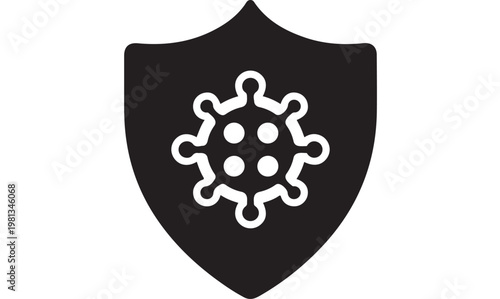 Virus Protection Shield Icon Cyber Security Antivirus Defense Symbol Black Minimal Design