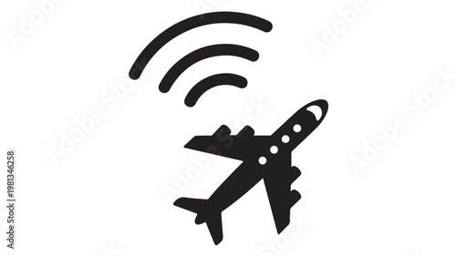 Airplane WiFi Icon for Connected Flight Travel Technology and Inflight Internet