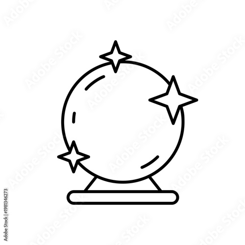Crystal Ball Outline Icon on Transparent Background. Fortune Telling and Mystic Symbol. Vector Illustration