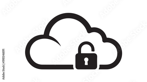 Cloud Security Icon with Lock for Data Protection, Cyber Security and Secure Storage