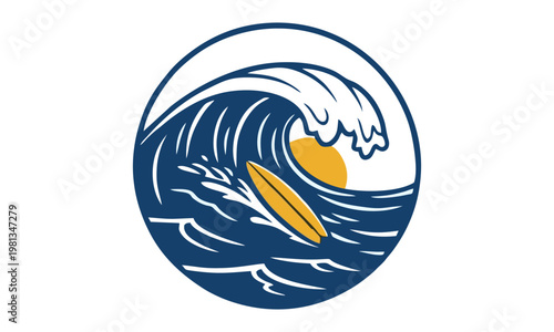 A surfer rides a large wave with a yellow surfboard in the ocean.