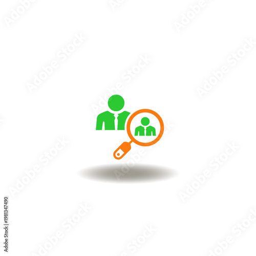 Vector illustration of business person and magnifying glass with businessman. Symbol of competitors analysis.