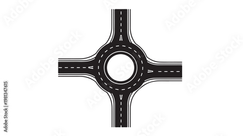 Roundabout Intersection Diagram Traffic Circle Roadway Infrastructure and Urban Planning Concept