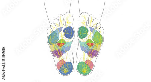 Reflexology Foot Chart Showing Pressure Points.
