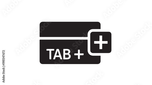 Tab Plus Icon Add New Page Button for Web UI Interface Design