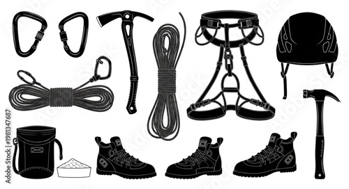 Climbing Gear Collection Illustration.