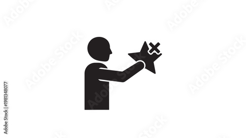 Rejection Star Icon Person Rejecting Rating with X Symbol Negative Feedback Failure Concept