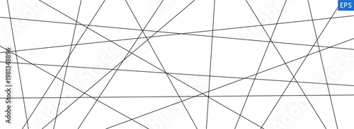 Abstract geometric pattern with chaotic random diagonal lines creating modern monochrome texture. Straight minimalist elements. Vector illustration isolated on white background.