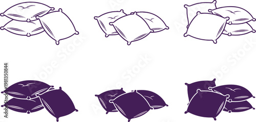Soft Bed Pillows in Outline and Solid Purple Styles