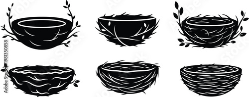 empty bird nests vector