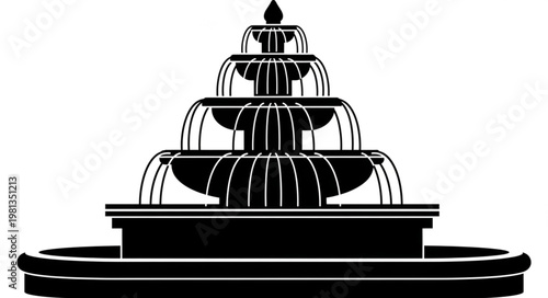 Elegant tiered water fountain silhouette for outdoor decoration.