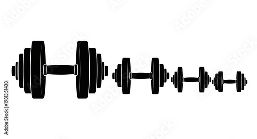Set of Dumbbells in Silhouette for Fitness Training.