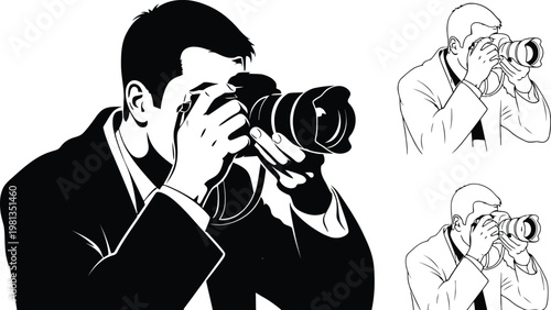 Photographer using professional camera to take high quality pictures for commercial media project work