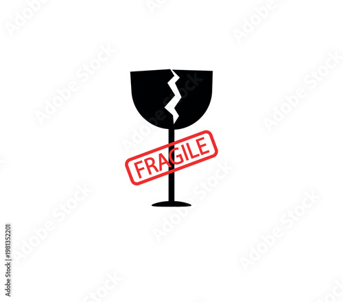 fragile sign isolated on white background, fragile label. Vector illustration.