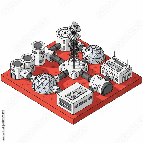 Industrial satellite communication technology model.