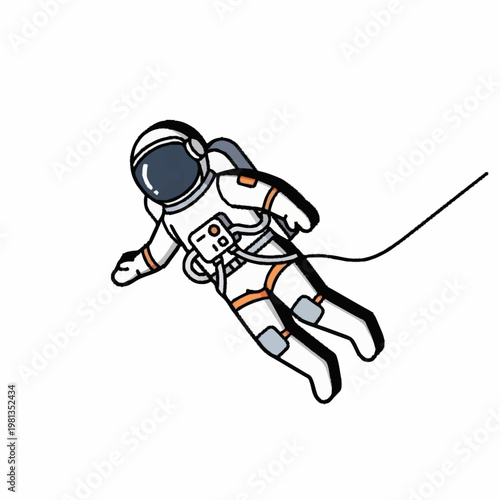 Astronaut in Space Suit Floating.