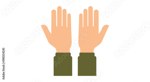 A graphic illustration depicts two open human hands with palms facing upwards signifying offering