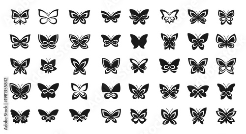 Collection of various butterfly silhouettes.