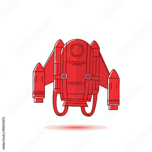 Stylish Modern Red Jetpack Illustration for Technology and Innovation Themes