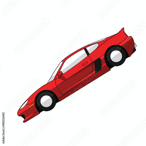 Stylish Red Sports Car Illustration for Automotive and Transportation Concepts