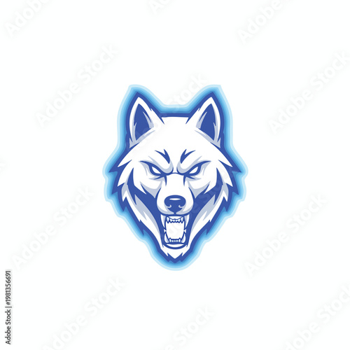 Dynamic Illustration of a Fierce Howling Wolf Head with Glowing Effects