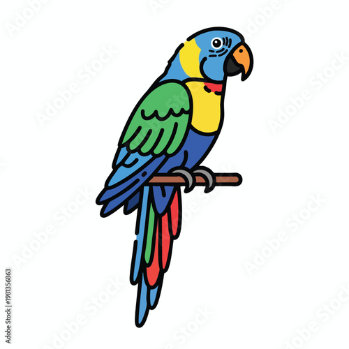 Colorful Parrot Sitting on a Branch for Exotic Bird and Nature Themes