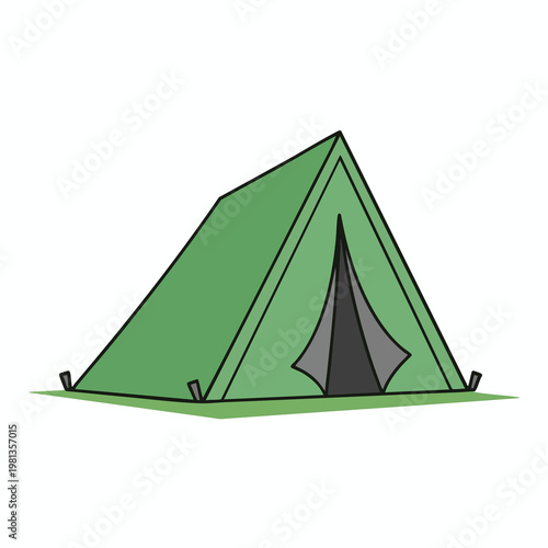 Outdoor Camping Tent on Green Grass in Nature for Adventure and Travel