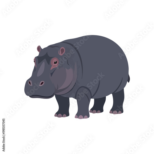 Cute Cartoon Hippo Illustration for Kids and Nature Themes