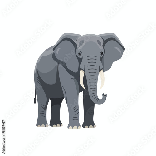 Stylized Illustration of a Grey Elephant for Wildlife and Nature Themes