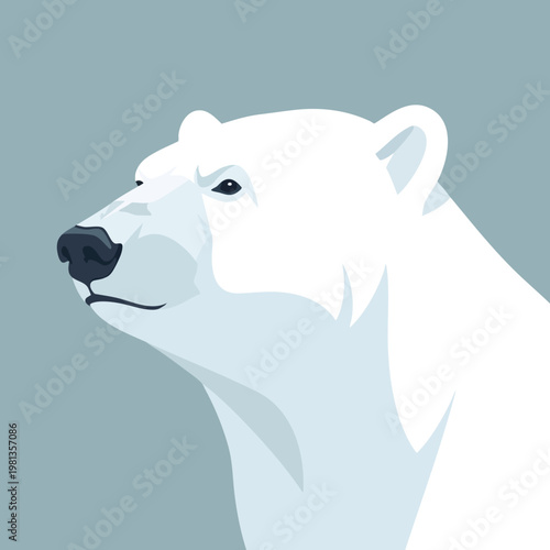 Stylized Illustration of a White Polar Bear in a Minimalist Art Style