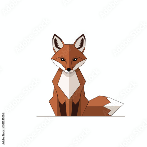 Cute Cartoon Fox Sitting with Playful Expression for Nature or Animal Themes