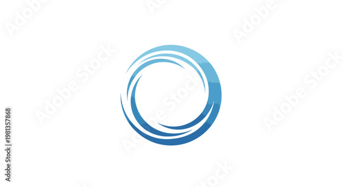 a blue swirl design on white background.