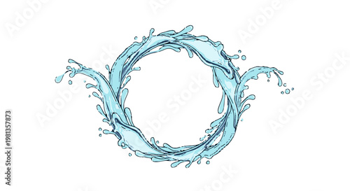 Circular wave of blue water splashing.