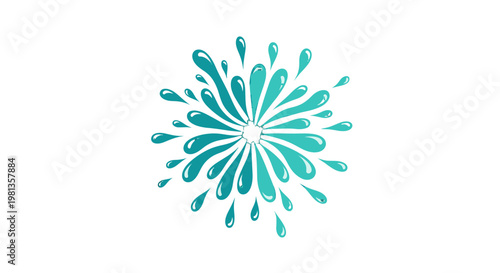 Teal water splash graphic design element.