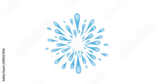 Splash of blue water droplets graphic.