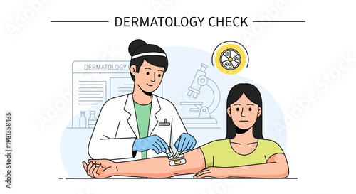 Dermatology Check: Doctor Performs Skin Test on Patient's Arm in Clinic