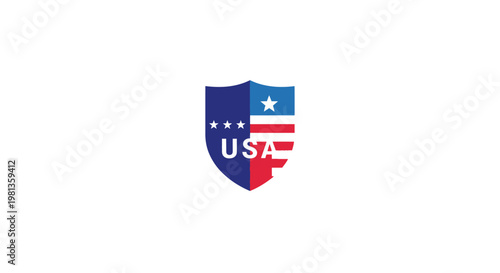 USA Shield Emblem Representing American Patriotism and National Identity.