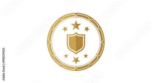 Golden Shield and Stars in a Decorative Circular Frame.