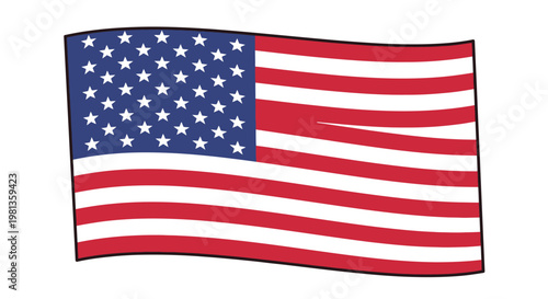 Waving American Flag with Stars and Stripes.