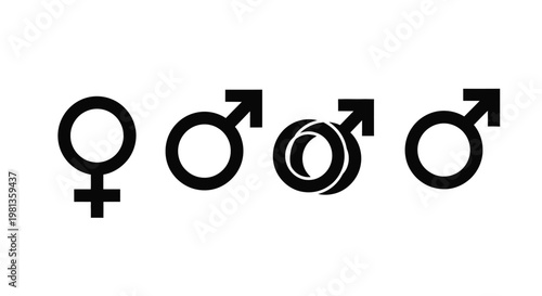 A series of black symbols representing female male and androgynous gender identities