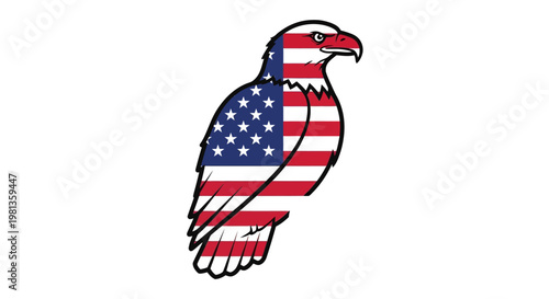 Patriotic American Bald Eagle with US Flag Pattern.