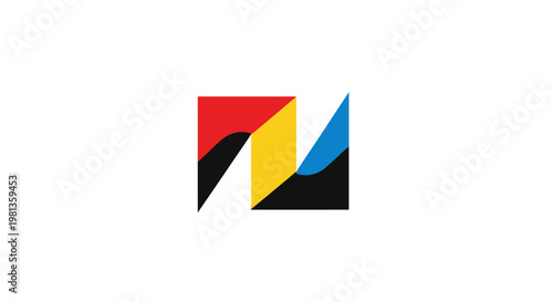 Abstract geometric logo with vibrant colors forming a letter N shape.