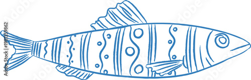 Sardine With Decorative Pattern Sketch