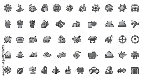 Collection of various doodle icons representing different concepts and objects.