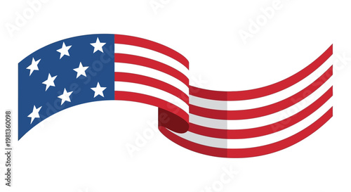 Waving American Flag Ribbon Symbolizing Patriotism and National Pride.