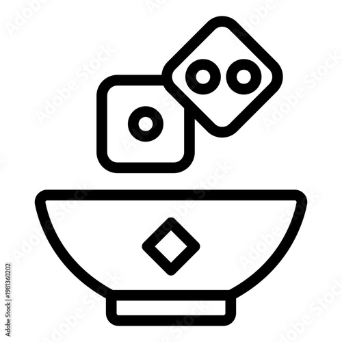 dice outline icon. gaming tool. leisure activity. festival game.